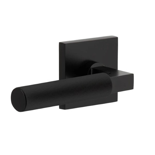 Viaggio Quadrato Rosette Privacy with Contempo Fluted Lever in Satin Black - 623938-QADCON-FLT-BK