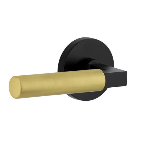 Viaggio Circolo Rosette in Satin Black Double Dummy with Satin Brass Contempo Smooth Lever - 603124-CLOCON-STH-BK