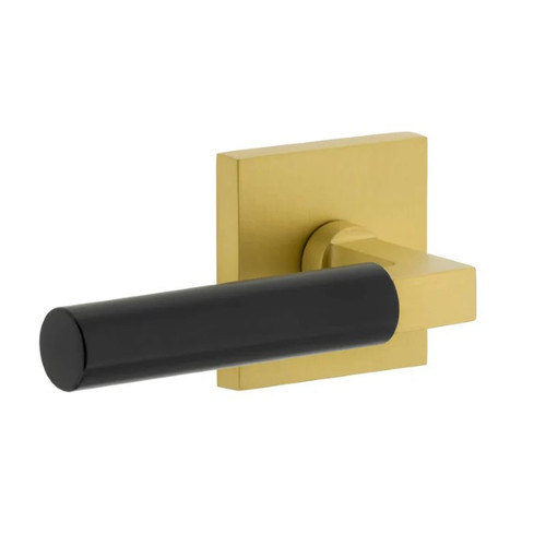Viaggio Quadrato Rosette in Satin Brass Single Dummy with Satin Black Contempo Smooth Lever - 603091-QADCON-STH-SB