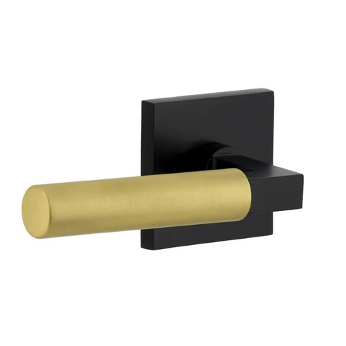 Viaggio Quadrato Rosette in Satin Black Passage with Satin Brass Contempo Smooth Lever - 602959-QADCON-STH-BK