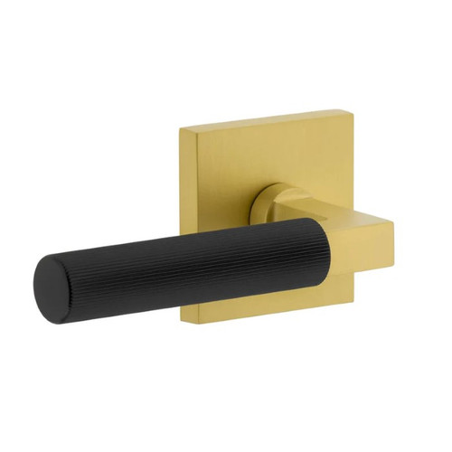 Viaggio Quadrato Rosette in Satin Brass Passage with Satin Black Contempo Fluted Lever - 602925-QADCON-FLT-SB