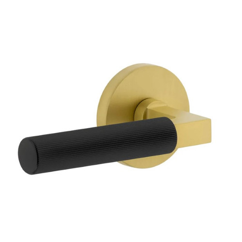 Viaggio Circolo Rosette in Satin Brass Passage with Satin Black Contempo Fluted Lever - 602898-CLOCON-FLT-SB