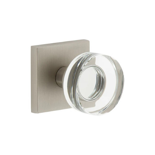Viaggio Quadrato Rosette Privacy with Circolo Crystal Knob in Satin Nickel - 602541-QADCLC-SN