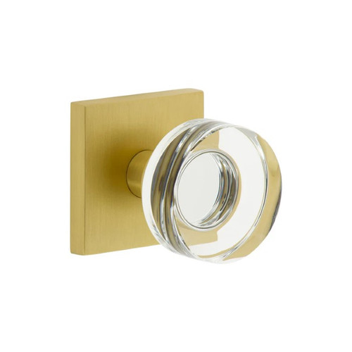 Viaggio Quadrato Rosette Privacy with Circolo Crystal Knob in Satin Brass - 602540-QADCLC-SB