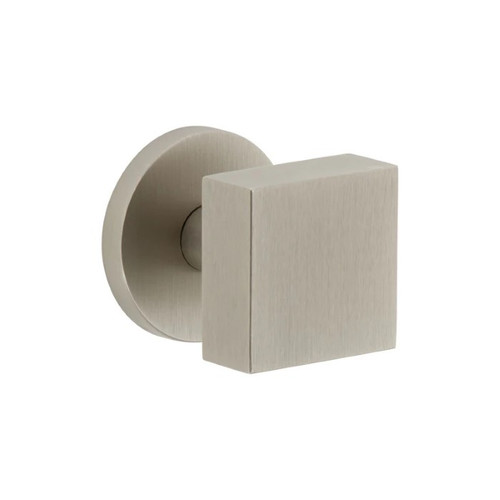 Viaggio Circolo Rosette Privacy with Quadrato Brass Knob in Satin Nickel - 602466-CLOQAD-SN