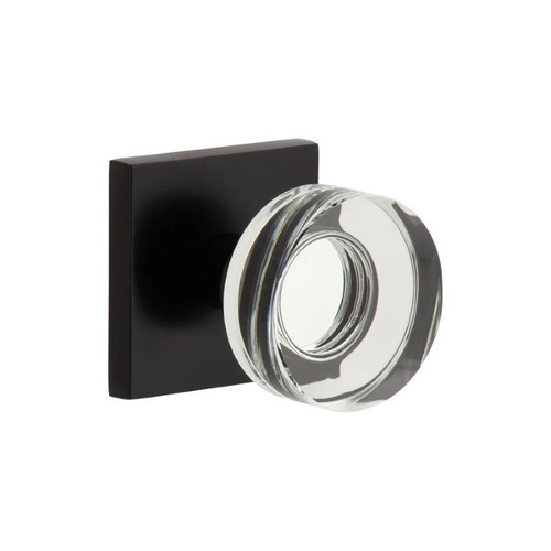 Viaggio Quadrato Rosette Privacy with Circolo Crystal Knob in Satin Black - 602289-QADCLC-BK