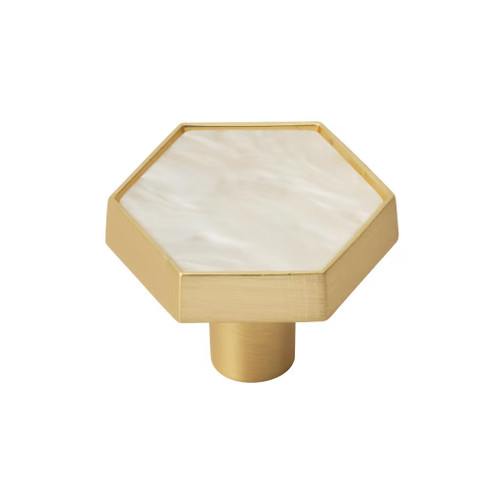 Amerock Hardware - Accents 1-5/16 inch (33mm) Length Knob is finished in Gold/Mother of Pearl - 2PK36973MOP