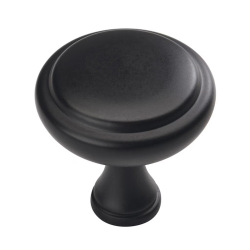 Amerock Hardware - Arden 1-1/4 inch (32mm) Diameter Knob is finished in Matte Black - BP37340MB