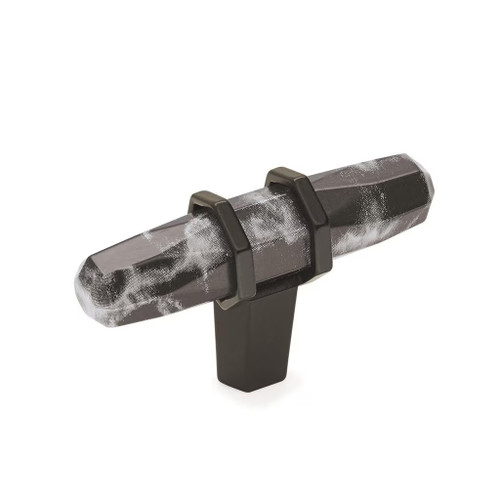 Amerock Hardware - Carrione 2-1/2 inch (64mm) Length Knob is finished in Marble Black/Black Bronze - BP36647MBKBBR