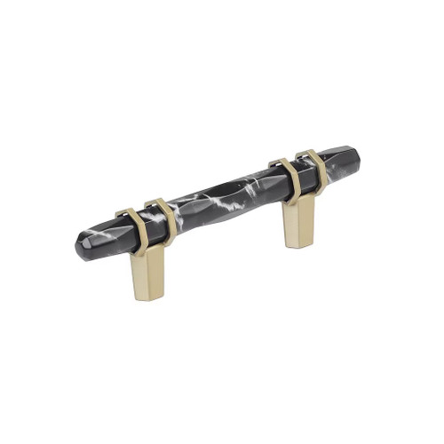 Amerock Hardware - Carrione 3 inch (76mm) Center-to-Center Pull is finished in Marble Black/Golden Champagne - BP36639MBKBBZ