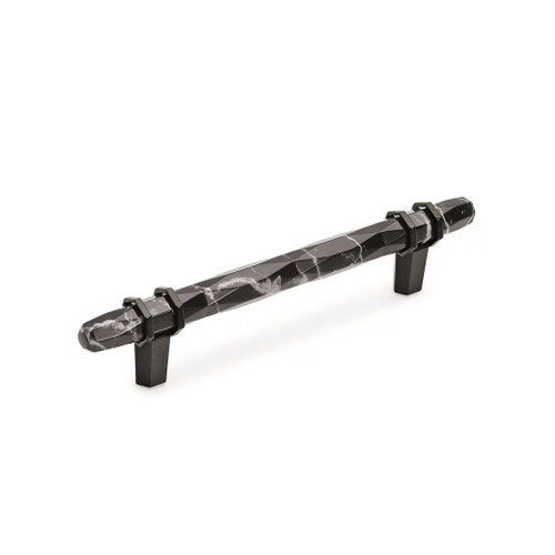 Amerock Hardware - Carrione 5-1/16 inch (128mm) Center-to-Center Pull is finished in Marble Black/Black Bronze - BP36649MBKBBR