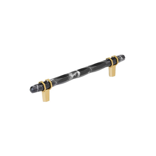 Amerock Hardware - Carrione 6-5/16 inch (160mm) Center-to-Center Pull is finished in Marble Black/Champagne Bronze - BP36650MBKCZ