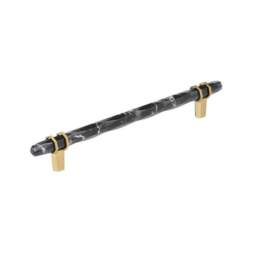 Amerock Hardware - Carrione 8 inch (203mm) Center-to-Center Pull is finished in Marble Black/Champagne Bronze - BP36663MBKCZ