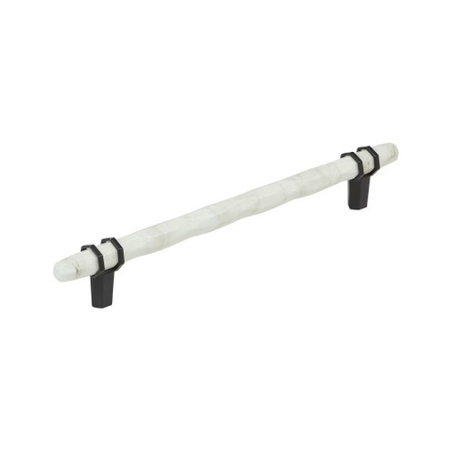 Amerock Hardware - Carrione 8 inch (203mm) Center-to-Center Pull is finished in Marble White/Black Bronze - BP36663MWBBR