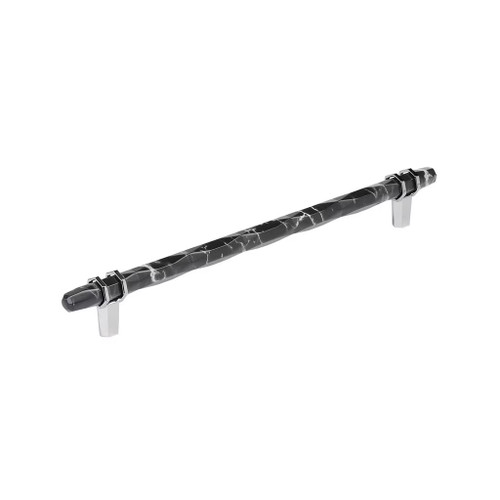 Amerock Hardware - Carrione 10-1/16 inch (256mm) Center-to-Center Pull is finished in Marble Black/Polished Chrome - BP36664MBK26