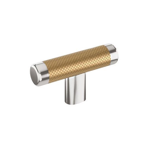 Amerock Hardware - Esquire 2-5/8 inch (67mm) Length Knob is finished in Polished Nickel/Champagne Bronze - BP36556PNCZ