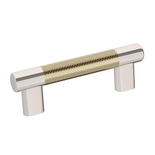 Amerock Hardware - Esquire 3 inch or 3-3/4 inch (76mm or 96mm) Center-to-Center Pull is finished in Polished Nickel/Golden Champagne - BP36557PNBBZ