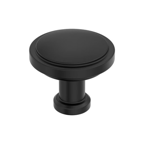 Amerock Hardware - Faircrest 1-1/4 inch (32mm) Diameter Knob is finished in Matte Black - BP37460MB