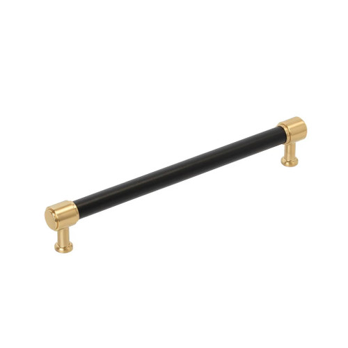 Amerock Hardware - Fairlane 12 inch (305mm) Center-to-Center Appliance Pull is finished in Black Leather/Champagne Bronze - BP37544BLCZ