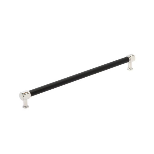 Amerock Hardware - Fairlane 18 inch (457mm) Center-to-Center Appliance Pull is finished in Black Leather/Polished Nickel - BP37545BLPN