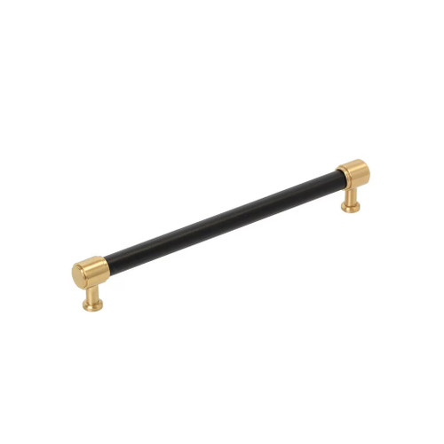 Amerock Hardware - Fairlane 8-13/16 inch (224mm) Center-to-Center Pull is finished in Black Leather/Champagne Bronze - BP37541BLCZ