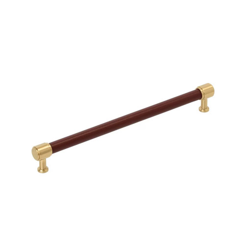 Amerock Hardware - Fairlane 10-1/16 inch (256mm) Center-to-Center Pull is finished in Brown Leather/Champagne Bronze - BP37542BRLCZ