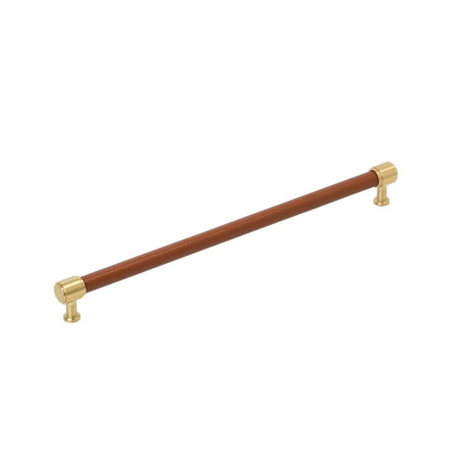 Amerock Hardware - Fairlane 12-5/8 inch (320mm) Center-to-Center Pull is finished in Cognac Leather/Champagne Bronze - BP37543CNLCZ