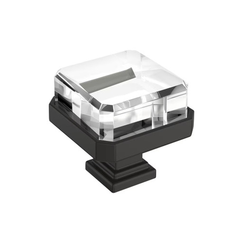 Amerock Hardware - Glacio 1-3/8 inch (35mm) Length Knob is finished in Clear/Black Bronze - BP36975CBBR