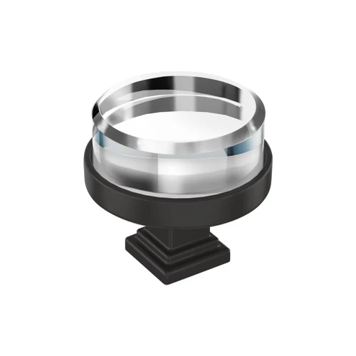 Amerock Hardware - Glacio 1-1/2 inch (38mm) Diameter Knob is finished in Clear/Black Bronze - BP36976CBBR