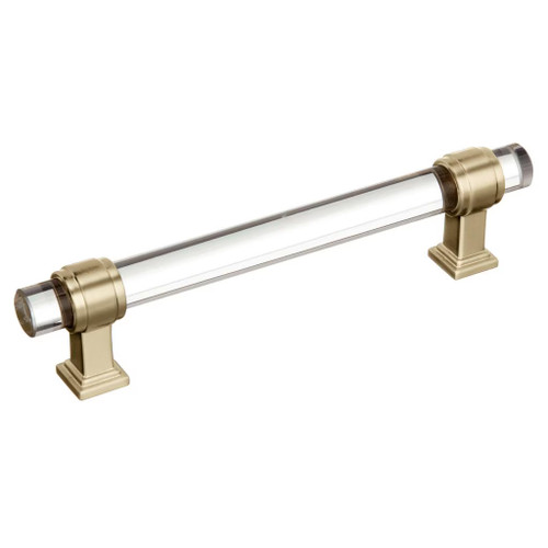 Amerock Hardware - Glacio 5-1/16 inch (128mm) Center-to-Center Pull is finished in Clear/Golden Champagne - BP36655CBBZ