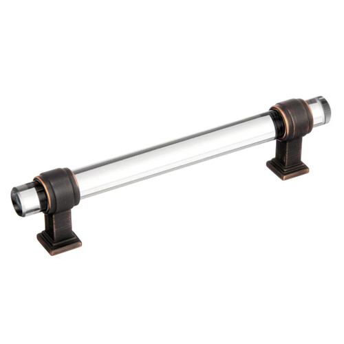 Amerock Hardware - Glacio 5-1/16 inch (128mm) Center-to-Center Pull is finished in Clear/Oil-Rubbed Bronze - BP36655CORB