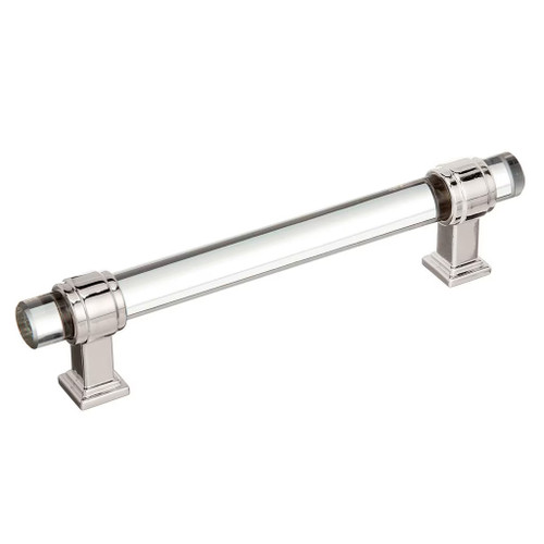 Amerock Hardware - Glacio 5-1/16 inch (128mm) Center-to-Center Pull is finished in Clear/Polished Nickel - BP36655CPN