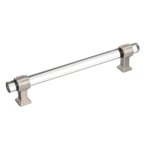 Amerock Hardware - Glacio 6-5/16 inch (160mm) Center-to-Center Pull is finished in Clear/Satin Nickel - BP36656CG10