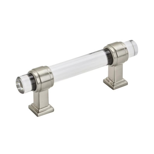 Amerock Hardware - Glacio 3 inch (76mm) Center-to-Center Pull is finished in Clear/Satin Nickel - BP36659CG10