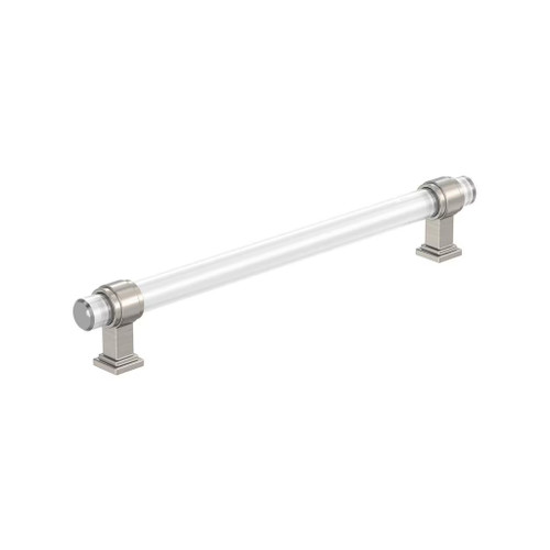 Amerock Hardware - Glacio 8 inch (203mm) Center-to-Center Pull is finished in Clear/Satin Nickel - BP36661CG10