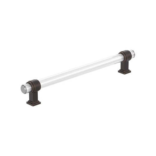 Amerock Hardware - Glacio 8 inch (203mm) Center-to-Center Pull is finished in Clear/Oil-Rubbed Bronze - BP36661CORB