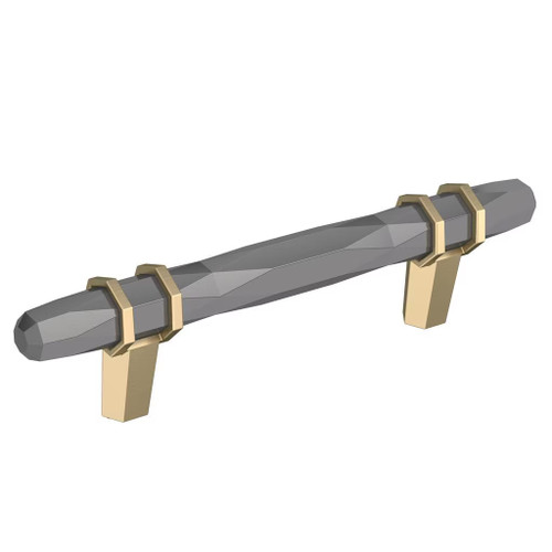 Amerock Hardware - London 3-3/4 inch (96mm) Center-to-Center Pull is finished in Black Chrome/Golden Champagne - BP36648BCRBBZ