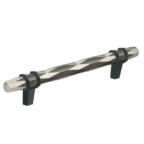 Amerock Hardware - London 5-1/16 inch (128mm) Center-to-Center Pull is finished in Polished Nickel/Black Bronze - BP36649PNBBR
