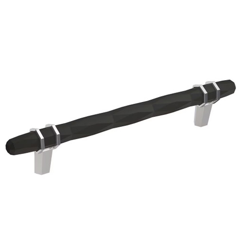 Amerock Hardware - London 6-5/16 inch (160mm) Center-to-Center Pull is finished in Black Bronze/Polished Chrome - BP36650BBR26