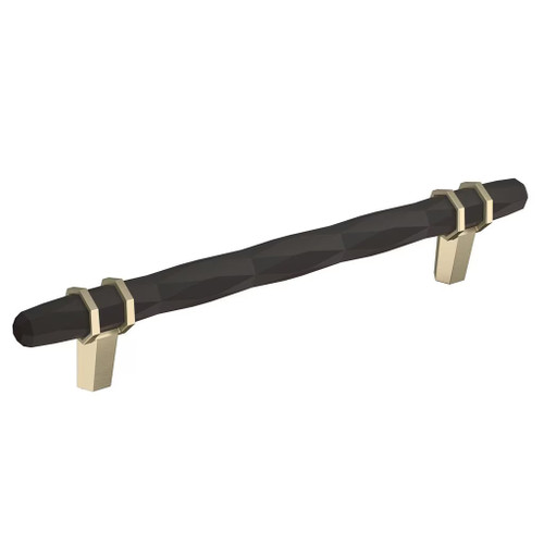 Amerock Hardware - London 6-5/16 inch (160mm) Center-to-Center Pull is finished in Black Bronze/Golden Champagne - BP36650BBRBBZ