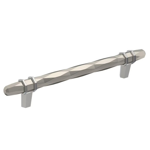 Amerock Hardware - London 6-5/16 inch (160mm) Center-to-Center Pull is finished in Satin Nickel/Polished Chrome - BP36650G1026