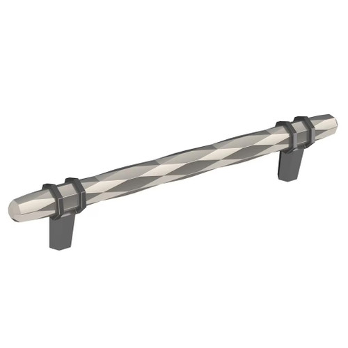 Amerock Hardware - London 6-5/16 inch (160mm) Center-to-Center Pull is finished in Polished Nickel/Black Chrome - BP36650PNBCR