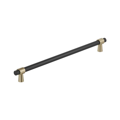 Amerock Hardware - Mergence 18 inch (457mm) Center-to-Center Appliance Pull is finished in Matte Black/Golden Champagne - BP36984FBBBZ
