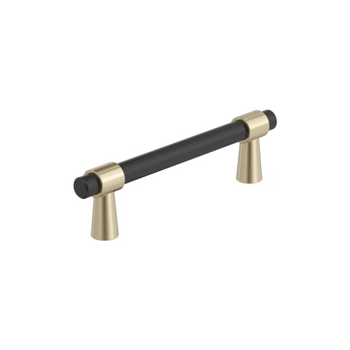 Amerock Hardware - Mergence 3-3/4 inch (96mm) Center-to-Center Pull is finished in Matte Black/Golden Champagne - BP36858FBBBZ