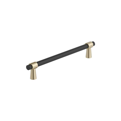 Amerock Hardware - Mergence 6-5/16 inch (160mm) Center-to-Center Pull is finished in Matte Black/Golden Champagne - BP36860FBBBZ