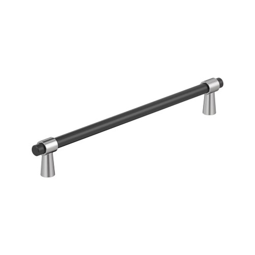 Amerock Hardware - Mergence 10-1/16 inch (256mm) Center-to-Center Pull is finished in Matte Black/Polished Chrome - BP36981FB26