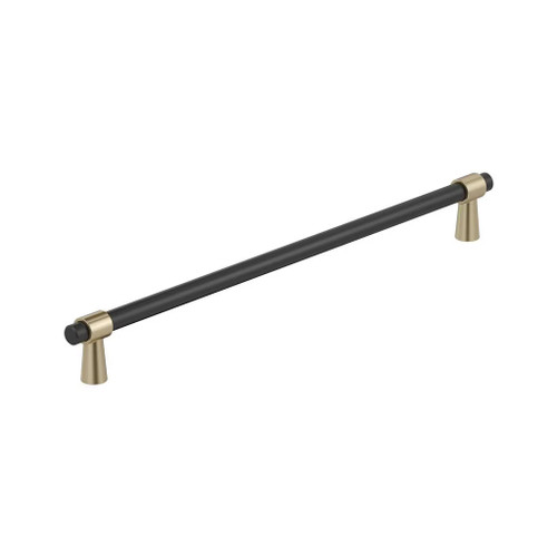 Amerock Hardware - Mergence 12-5/8 inch (320mm) Center-to-Center Pull is finished in Matte Black/Golden Champagne - BP36983FBBBZ