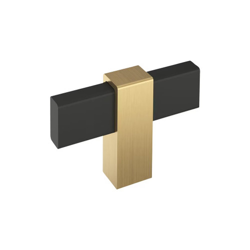 Amerock Hardware - Mulino 2-3/8 inch (60mm) Length Knob is finished in Matte Black/Champagne Bronze - BP36720MBCZ