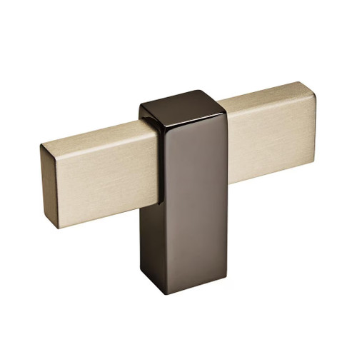 Amerock Hardware - Mulino 2-3/8 inch (60mm) Length Knob is finished in Silver Champagne/Black Nickel - BP36720SCBN