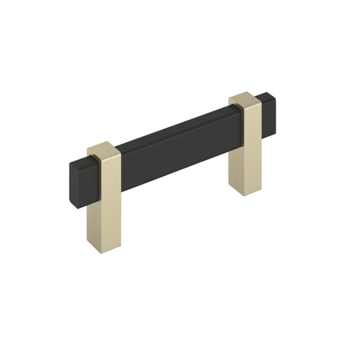 Amerock Hardware - Mulino 3 inch (76mm) Center-to-Center Pull is finished in Matte Black/Golden Champagne - BP36722MBBBZ